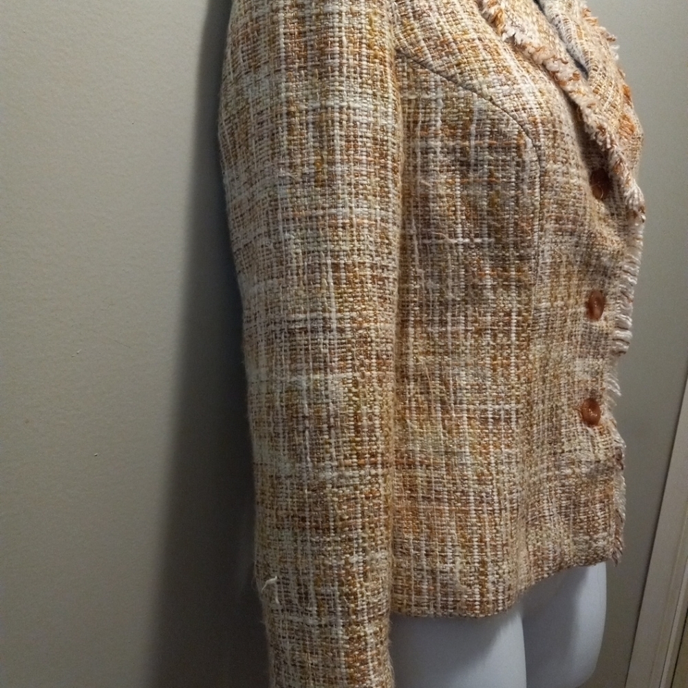 RL Richard Blazer Womens  Sz 8P Fringe Tweed  Blazer - Picture 4 of 8